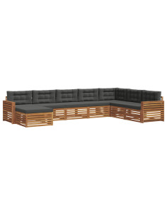 Set divani 8 pcs Naturale e Antracite Legno di Acacia Massello 2