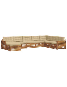 Set divani 8 pcs Naturale e Beige Legno di Acacia Massello 2