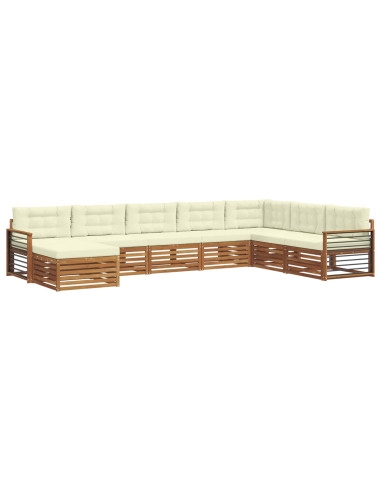 Set divani 8 pcs Naturale e Crema Legno di Acacia Massello