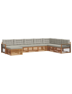 Set divani con cuscino 8 pcs Grigio Naturale e Chiaro 2