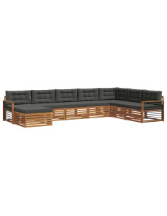 Set divani 8 pcs Naturale e Antracite Legno di Acacia Massello 2