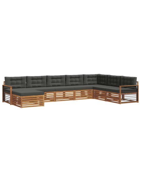 Set divani 8 pcs Naturale e Antracite Legno di Acacia Massello