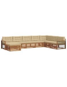 Set divani 8 pcs Naturale e Beige Legno di Acacia Massello 2