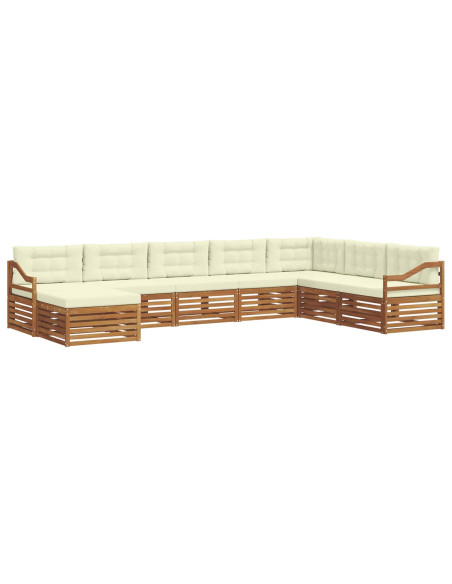 Set divani 8 pcs Naturale e Crema Legno di Acacia Massello