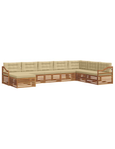 Set divani 8 pcs Naturale e Beige Legno di Acacia Massello 2