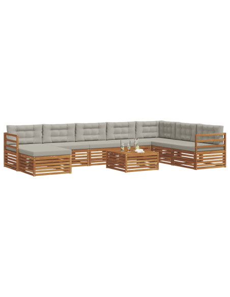 Set divani con cuscino 9 pcs Grigio Naturale e Chiaro