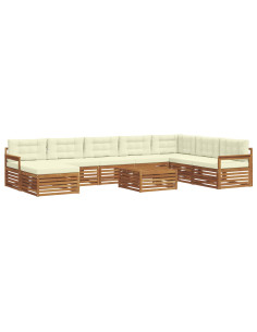 Set divani 9 pcs Naturale e Crema Legno di Acacia Massello 2