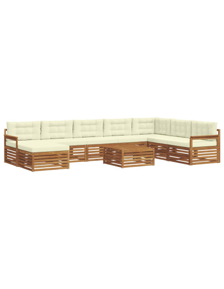 Set divani 9 pcs Naturale e Crema Legno di Acacia Massello