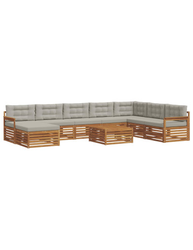 Set divani con cuscino 9 pcs Grigio Naturale e Chiaro