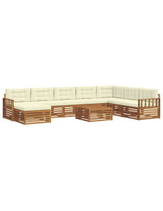 Set divani 9 pcs Naturale e Crema Legno di Acacia Massello 2