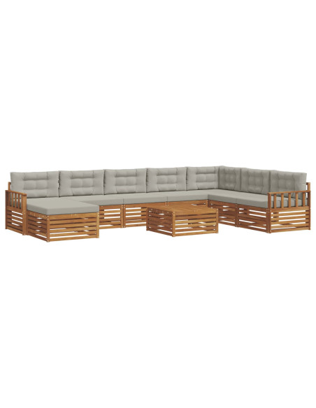 Set divani con cuscino 9 pcs Grigio Naturale e Chiaro