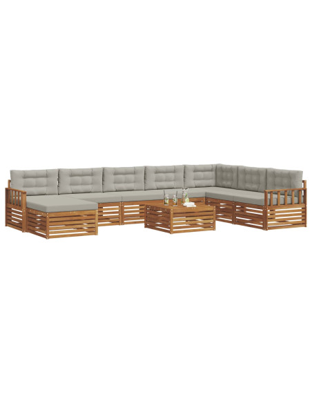 Set divani con cuscino 9 pcs Grigio Naturale e Chiaro