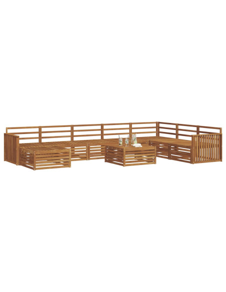 Set divani 9 pcs Naturale Legno di Acacia Massello