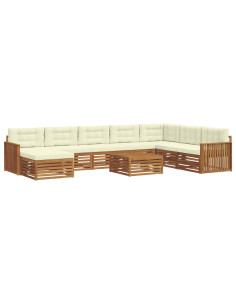 Set divani 9 pcs Naturale e Crema Legno di Acacia Massello 2