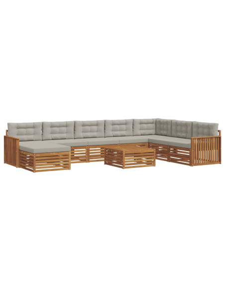 Set divani con cuscino 9 pcs Grigio Naturale e Chiaro