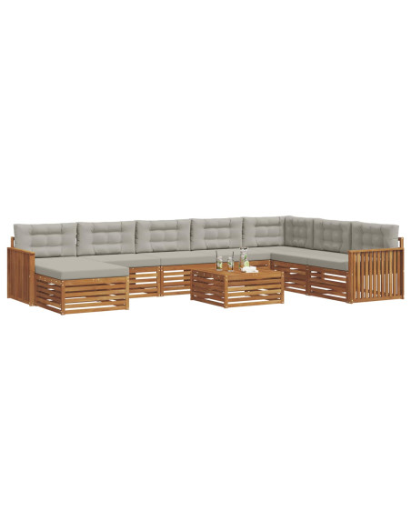 Set divani con cuscino 9 pcs Grigio Naturale e Chiaro