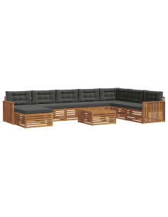 Set divani 9 pcs Naturale e Antracite Legno di Acacia Massello 2