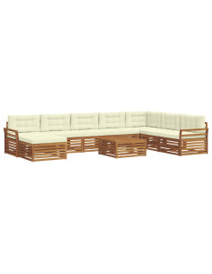 Set divani 9 pcs Naturale e Crema Legno di Acacia Massello 2