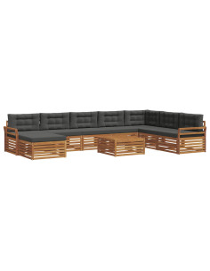 Set divani 9 pcs Naturale e Antracite Legno di Acacia Massello 2