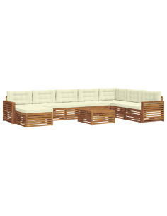 Set divani 9 pcs Naturale e Crema Legno di Acacia Massello 2