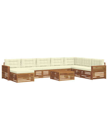 Set divani 9 pcs Naturale e Crema Legno di Acacia Massello