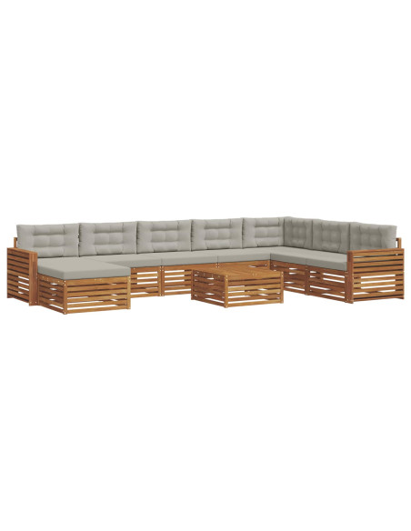 Set divani con cuscino 9 pcs Grigio Naturale e Chiaro