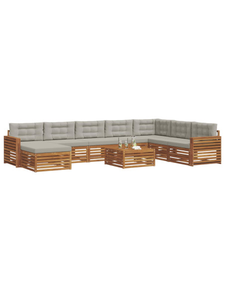 Set divani con cuscino 9 pcs Grigio Naturale e Chiaro