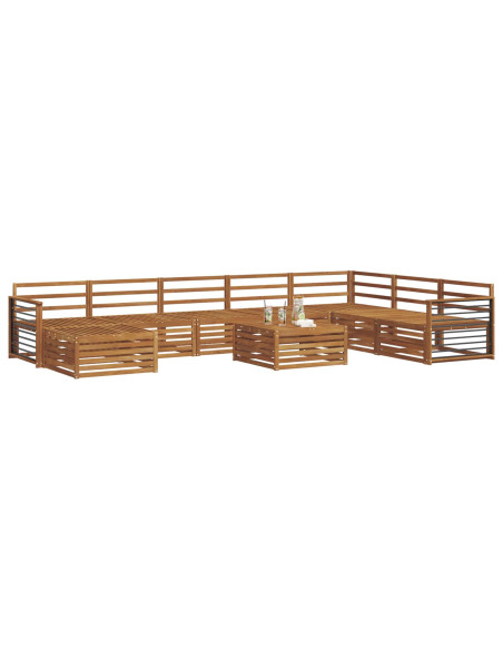 Set divani 9 pcs Naturale Legno di Acacia Massello