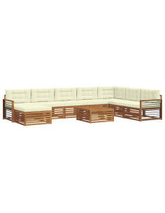 Set divani 9 pcs Naturale e Crema Legno di Acacia Massello 2