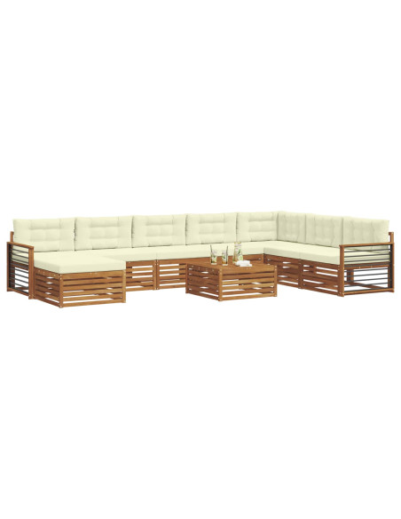 Set divani 9 pcs Naturale e Crema Legno di Acacia Massello