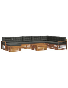 Set divani 9 pcs Naturale e Antracite Legno di Acacia Massello 2