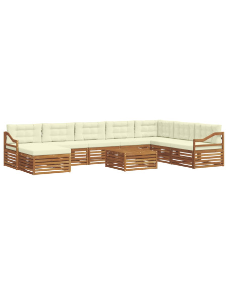 Set divani 9 pcs Naturale e Crema Legno di Acacia Massello