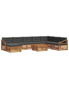 Set divani 9 pcs Naturale e Antracite Legno di Acacia Massello 2