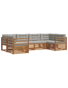 Set divani con cuscino 6 pcs Grigio Naturale e Chiaro 2