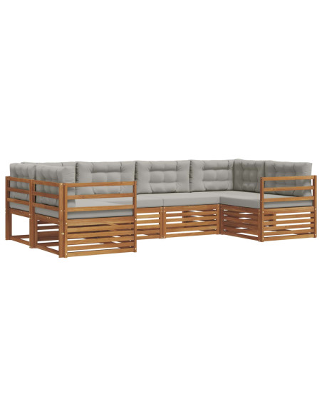 Set divani con cuscino 6 pcs Grigio Naturale e Chiaro