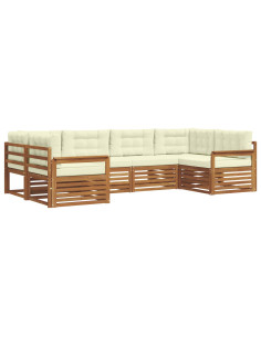 Set divani 6 pcs Naturale e Crema Legno di Acacia Massello 2
