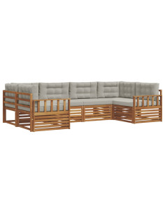 Set divani con cuscino 6 pcs Grigio Naturale e Chiaro 2