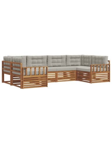 Set divani con cuscino 6 pcs Grigio Naturale e Chiaro