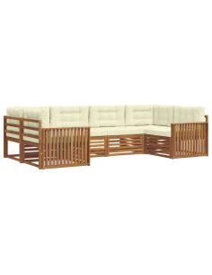 Set divani 6 pcs Naturale e Crema Legno di Acacia Massello 2