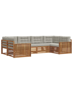 Set divani con cuscino 6 pcs Grigio Naturale e Chiaro 2