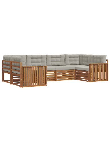 Set divani con cuscino 6 pcs Grigio Naturale e Chiaro