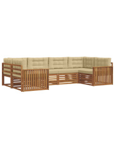 Set divani 6 pcs Naturale e Beige Legno di Acacia Massello 2