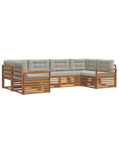 Set divani con cuscino 6 pcs Grigio Naturale e Chiaro 2