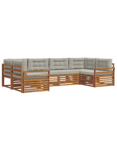Set divani con cuscino 6 pcs Grigio Naturale e Chiaro