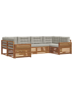 Set divani con cuscino 6 pcs Grigio Naturale e Chiaro 2