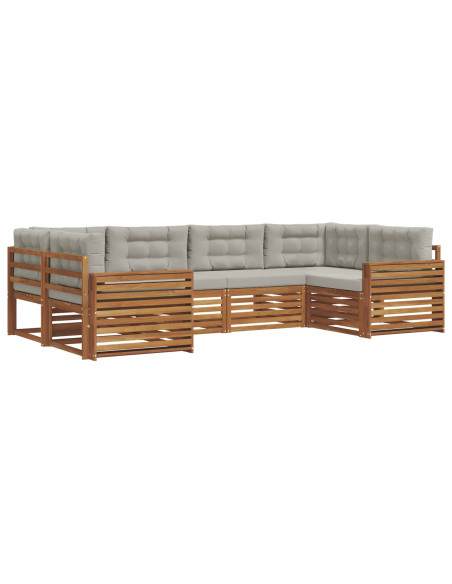 Set divani con cuscino 6 pcs Grigio Naturale e Chiaro