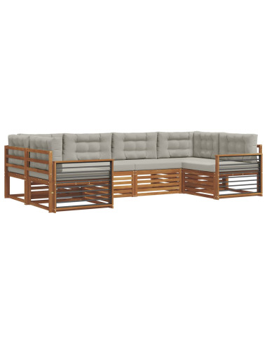 Set divani con cuscino 6 pcs Grigio Naturale e Chiaro