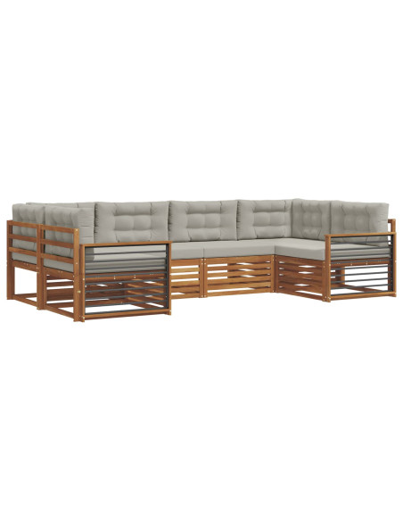 Set divani con cuscino 6 pcs Grigio Naturale e Chiaro