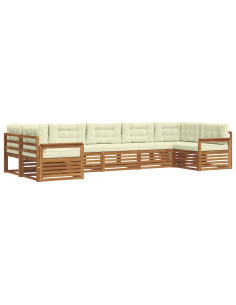 Set divani 7 pcs Naturale e Crema Legno di Acacia Massello 2
