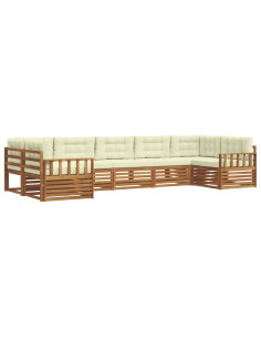 Set divani 7 pcs Naturale e Crema Legno di Acacia Massello 2